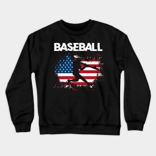 American Flag Baseball Team Gift for Men Boys Girls Women Crewneck Sweatshirt